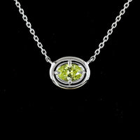 14K White Gold East-West Oval Cut Solitaire Necklace with Bezel-Prong Set Lab Diamond - 0.28 Carats Total Weight - Covaloro Fine Jewelry
