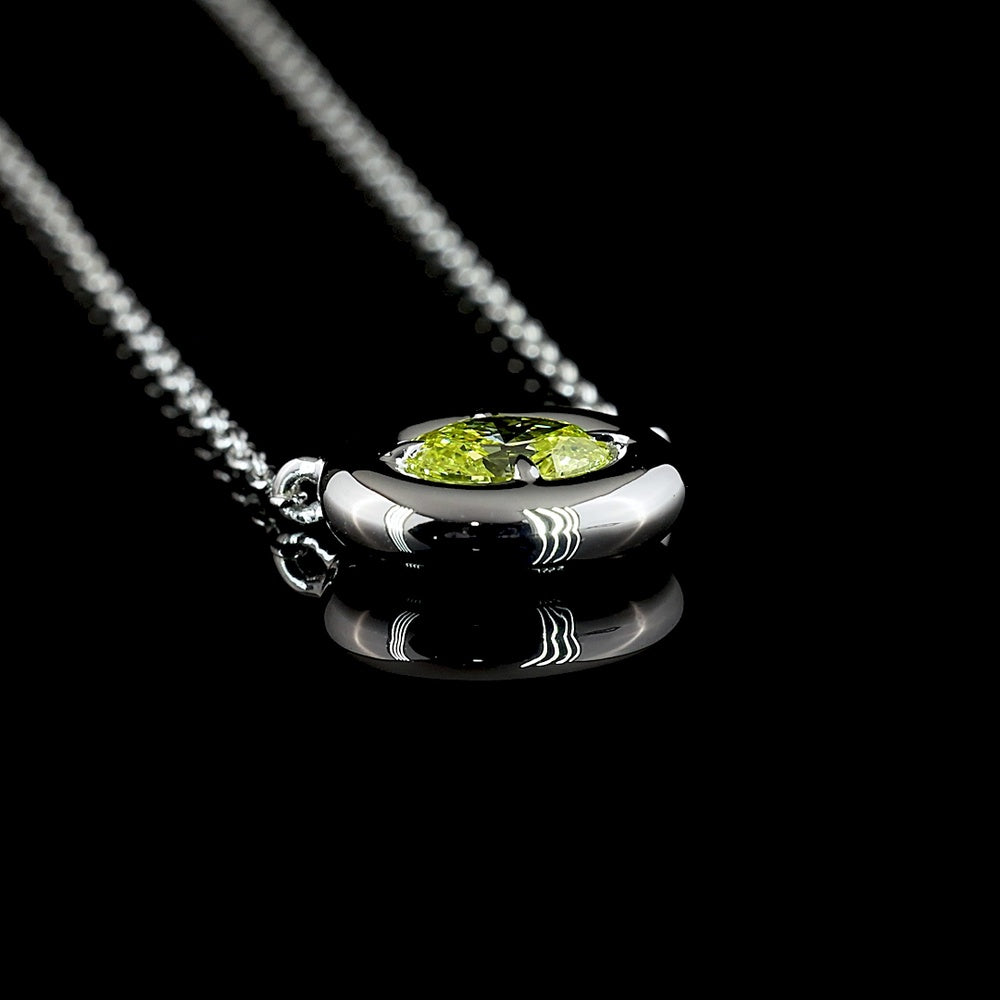 14K White Gold East-West Oval Cut Solitaire Necklace with Bezel-Prong Set Lab Diamond - 0.28 Carats Total Weight - Covaloro Fine Jewelry