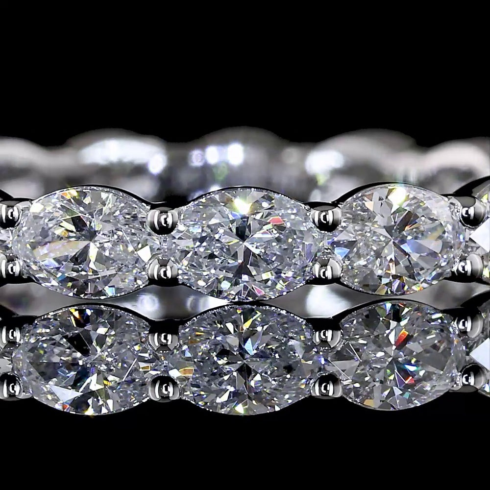 14K White Gold East-West Oval Lab Diamond Eternity Band - 1.51 Carats Total Diamond Weight, 17 Stones E-F VS1 - Covaloro Fine Jewelry