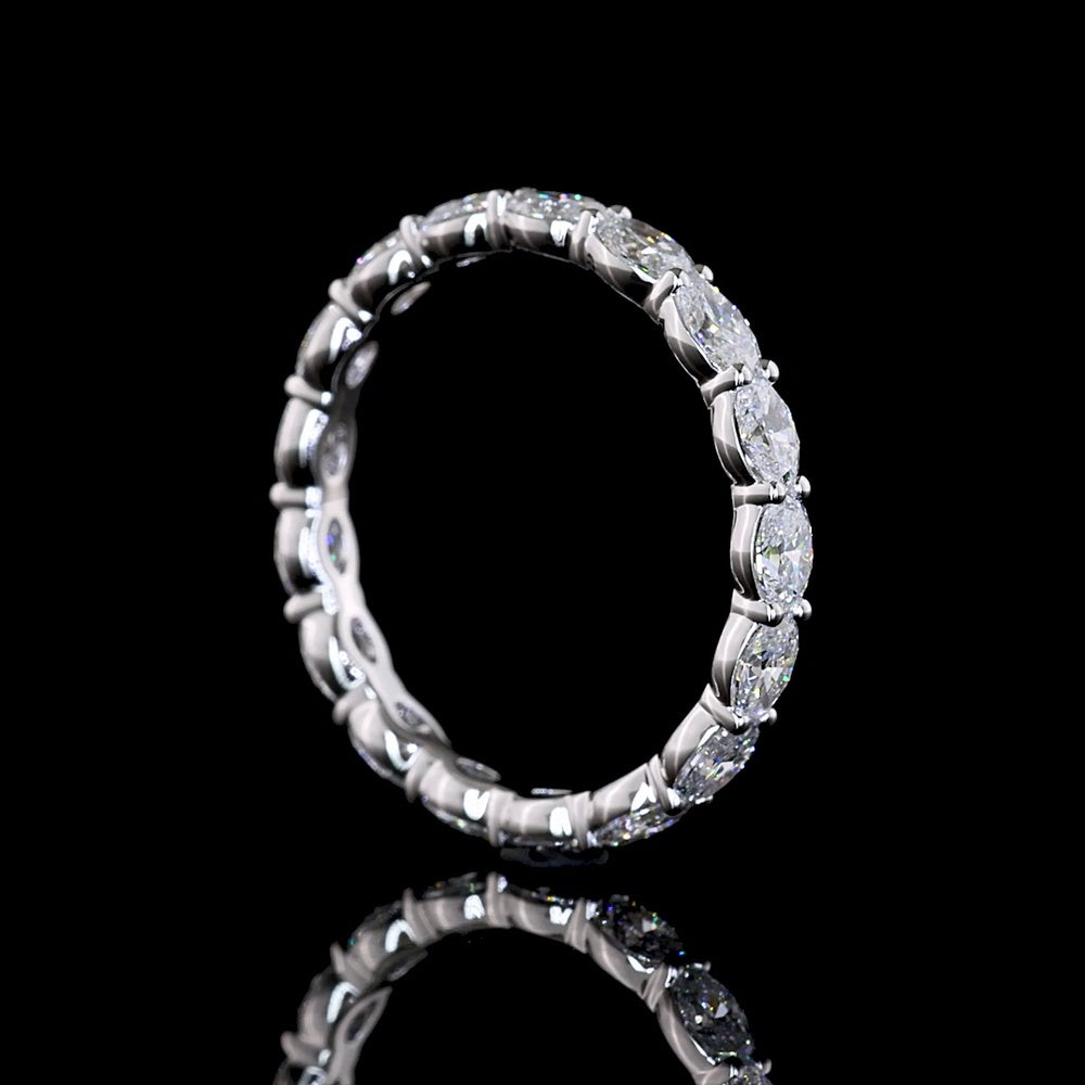 14K White Gold East-West Oval Lab Diamond Eternity Band - 1.51 Carats Total Diamond Weight, 17 Stones E-F VS1 - Covaloro Fine Jewelry