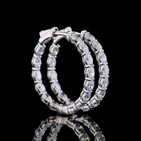 14K White Gold East-West Oval Lab Diamond Hoop Earrings - 2.59 Carat Total Weight - Covaloro Fine Jewelry
