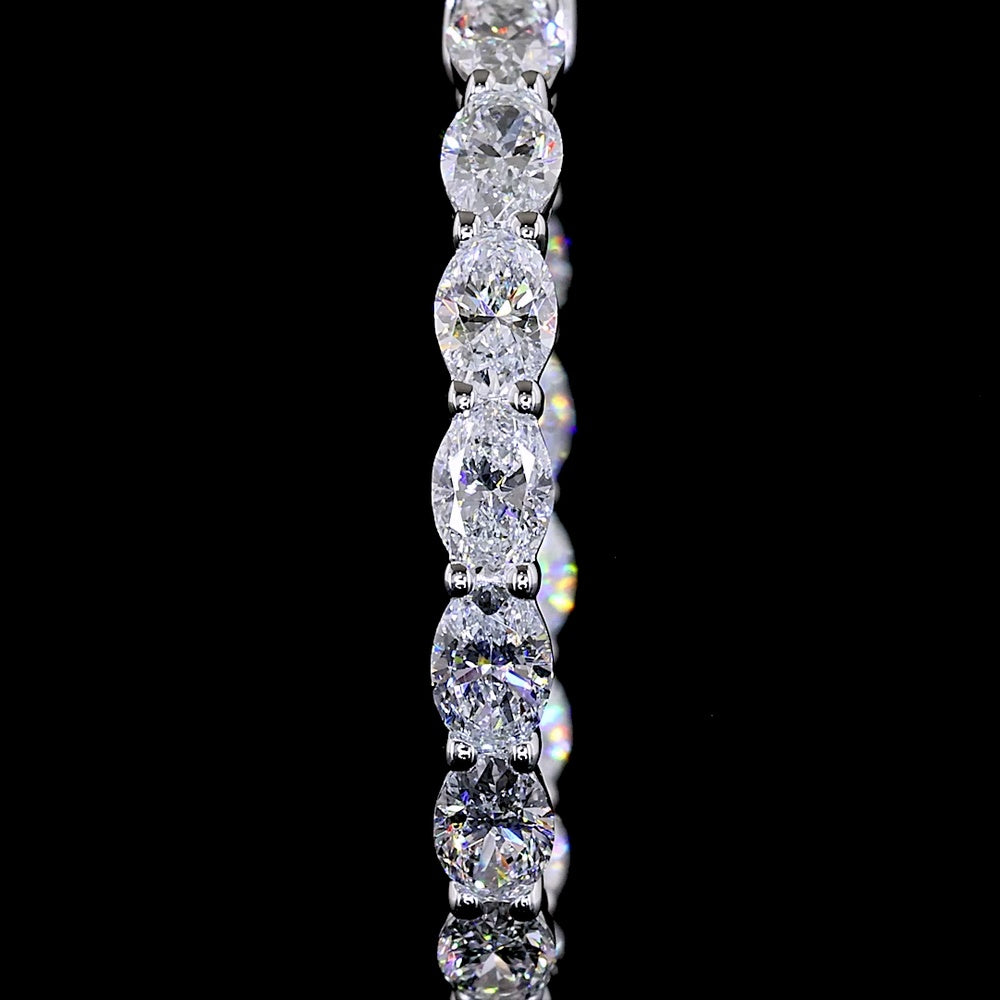 14K White Gold East-West Oval Lab Diamond Hoop Earrings - 2.59 Carat Total Weight - Covaloro Fine Jewelry