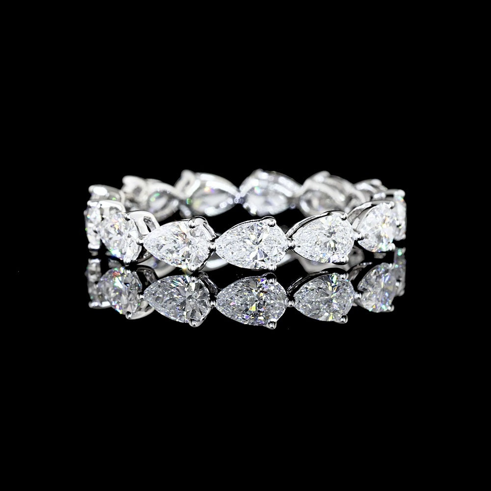 14K White Gold East-West Pear Cut Lab Diamond Eternity Band - 2.05 Carats Total Diamond Weight - Covaloro Fine Jewelry