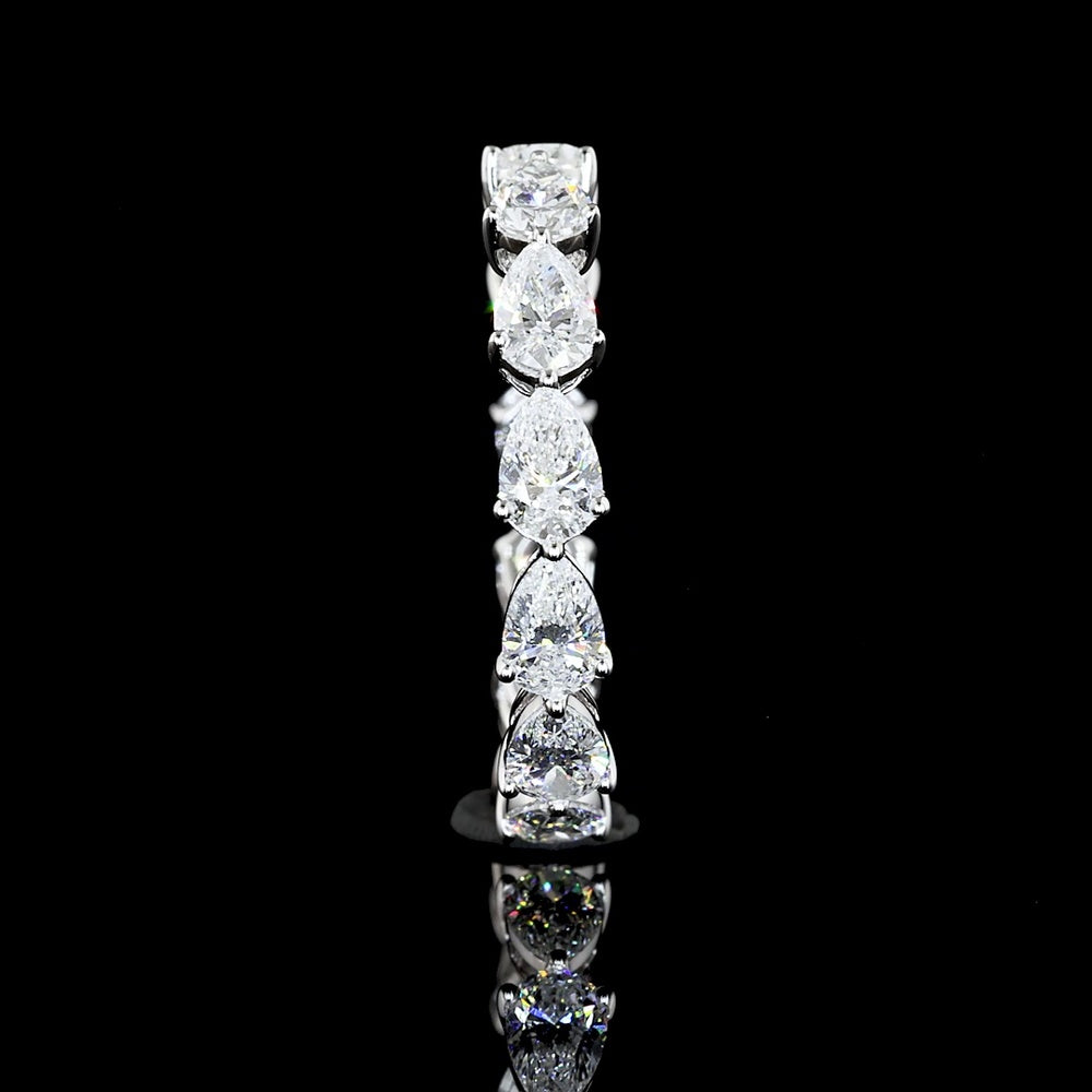14K White Gold East-West Pear Cut Lab Diamond Eternity Band - 2.05 Carats Total Diamond Weight - Covaloro Fine Jewelry
