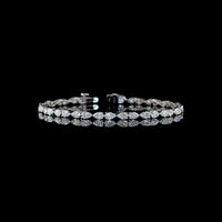 14K White Gold East-West Pear Lab Diamond Tennis Bracelet - 4.73 Carat Total Weight, E-F Color VS1 Clarity, 38 Stones - Covaloro Fine Jewelry