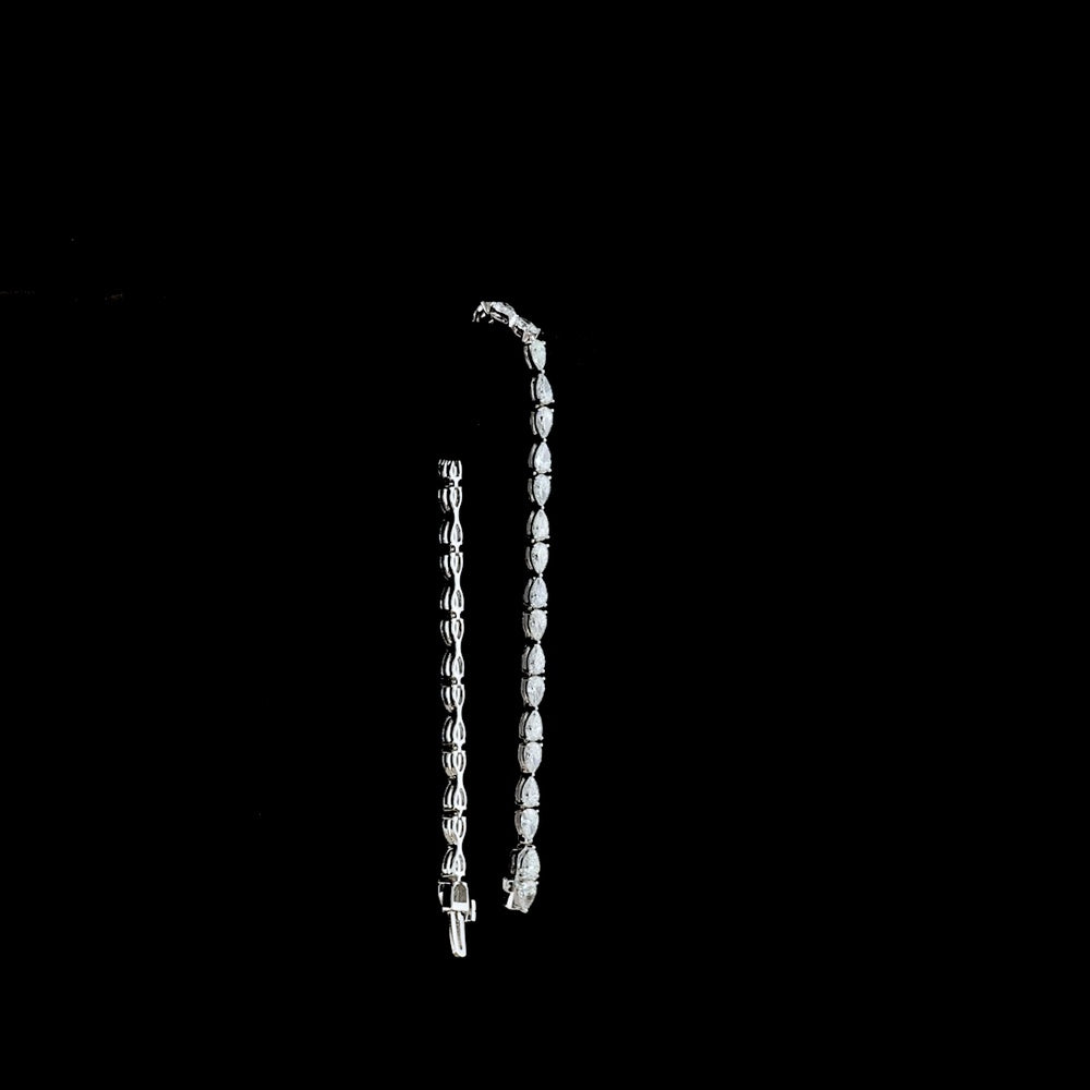 14K White Gold East-West Pear Lab Diamond Tennis Bracelet - 4.73 Carat Total Weight, E-F Color VS1 Clarity, 38 Stones - Covaloro Fine Jewelry