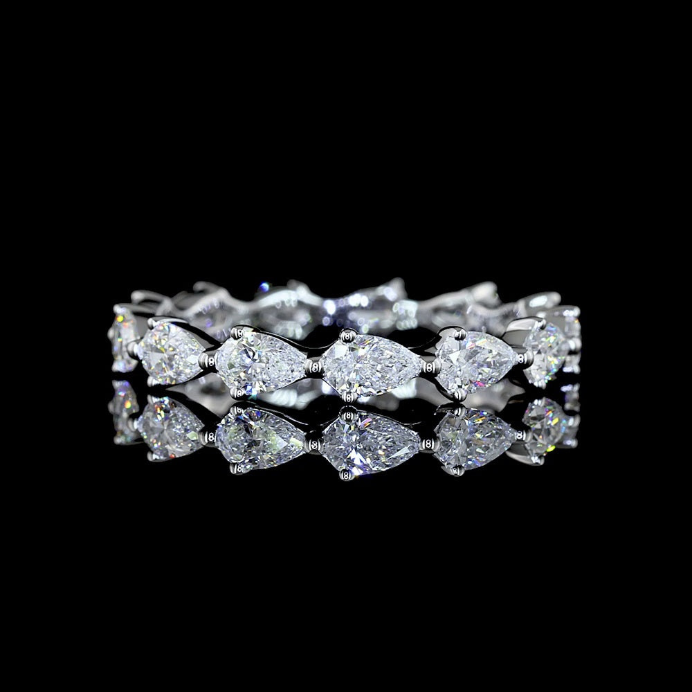 14K White Gold East-West Pear Shape Lab Diamond Eternity Band - 1.44 Carats Total Diamond Weight - Covaloro Fine Jewelry