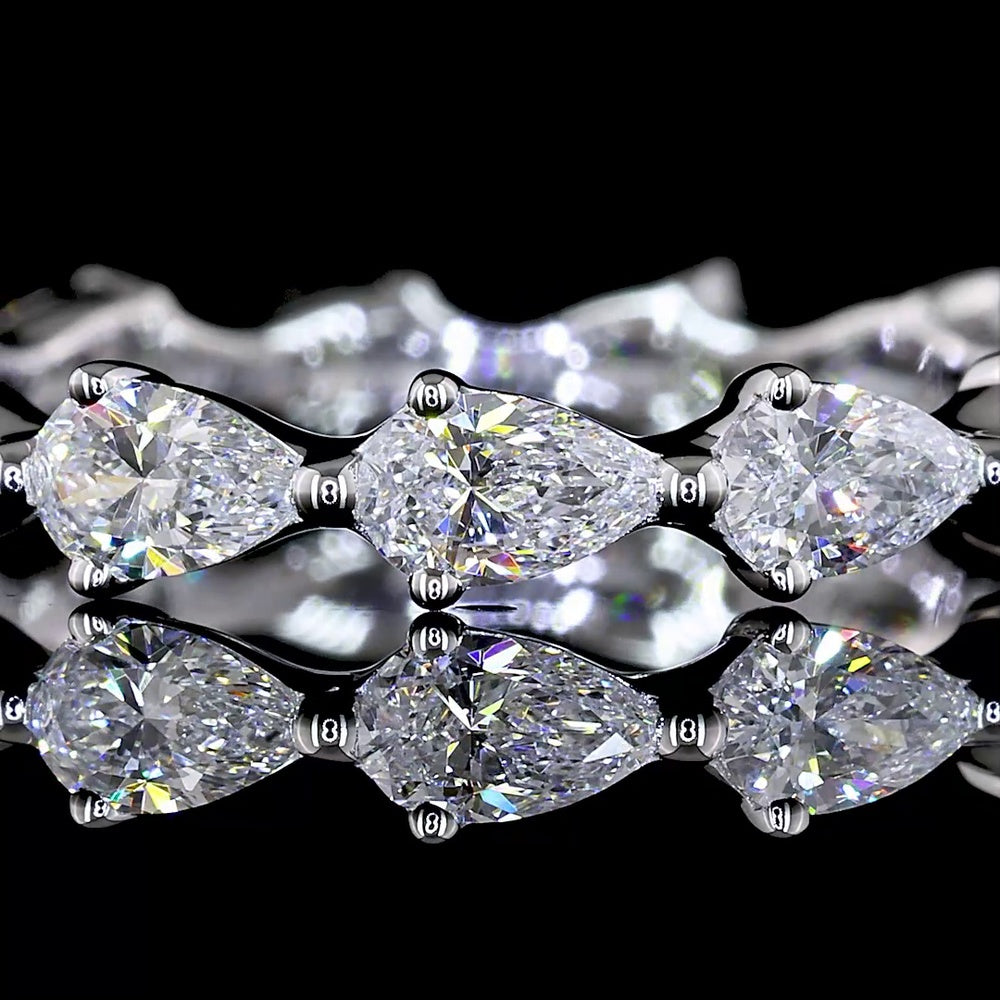 14K White Gold East-West Pear Shape Lab Diamond Eternity Band - 1.44 Carats Total Diamond Weight - Covaloro Fine Jewelry