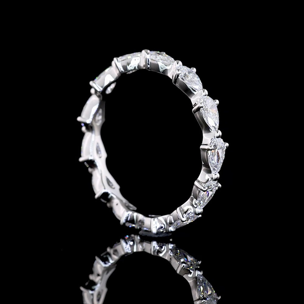 14K White Gold East-West Pear Shape Lab Diamond Eternity Band - 1.44 Carats Total Diamond Weight - Covaloro Fine Jewelry