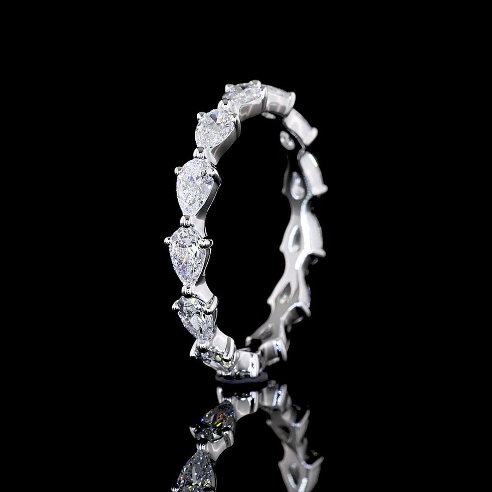 14K White Gold East-West Pear Shape Lab Diamond Eternity Band - 1.44 Carats Total Diamond Weight - Covaloro Fine Jewelry