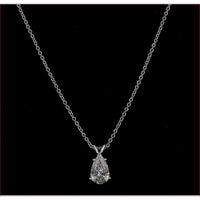 14K White Gold East-West Pear Shape Lab Diamond Pendant with Brilliant Cut Accent Diamonds - 2.35 Carat Total Diamond Weight - Covaloro Fine Jewelry