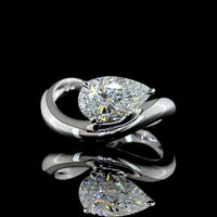 14K White Gold East-West Pear Shape Lab Diamond Ring with IGI Certified E-F VVS1 Stone - 1.71 Carat Total Diamond Weight - Covaloro Fine Jewelry