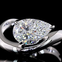 14K White Gold East-West Pear Shape Lab Diamond Ring with IGI Certified E-F VVS1 Stone - 1.71 Carat Total Diamond Weight - Covaloro Fine Jewelry