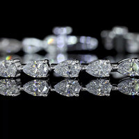 14K White Gold East-West Pear Shape Lab Diamond Tennis Bracelet - 3.98 Carat Total Weight, 39 Stones, E-F Color VS Clarity - Covaloro Fine Jewelry