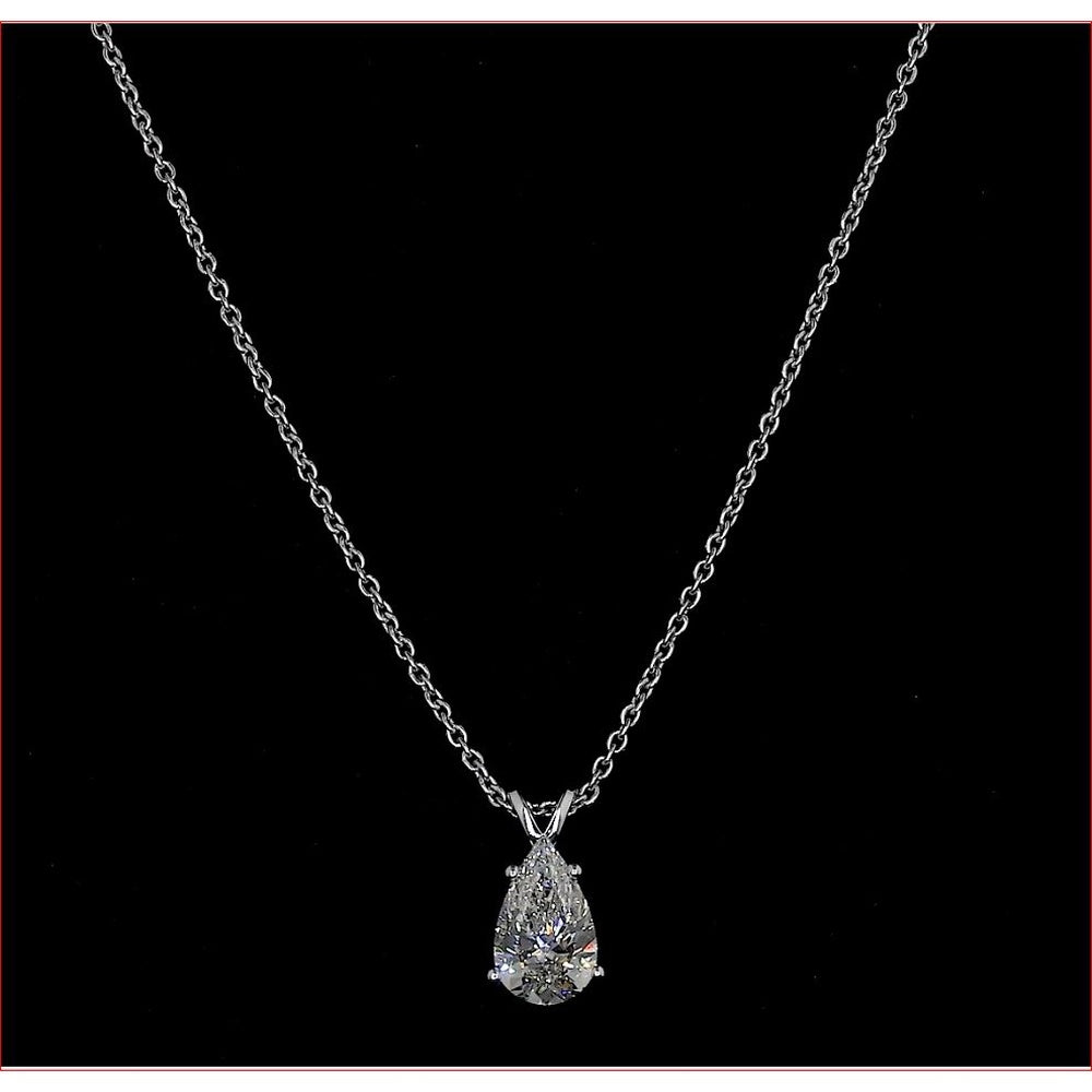 14K White Gold East-West Pear Shape Solitaire Pendant with Lab Diamond - 0.90 Carat Total Weight, H Color VVS2 Clarity - Covaloro Fine Jewelry