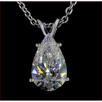 14K White Gold East-West Pear Shape Solitaire Pendant with Lab Diamond - 0.90 Carat Total Weight, H Color VVS2 Clarity - Covaloro Fine Jewelry