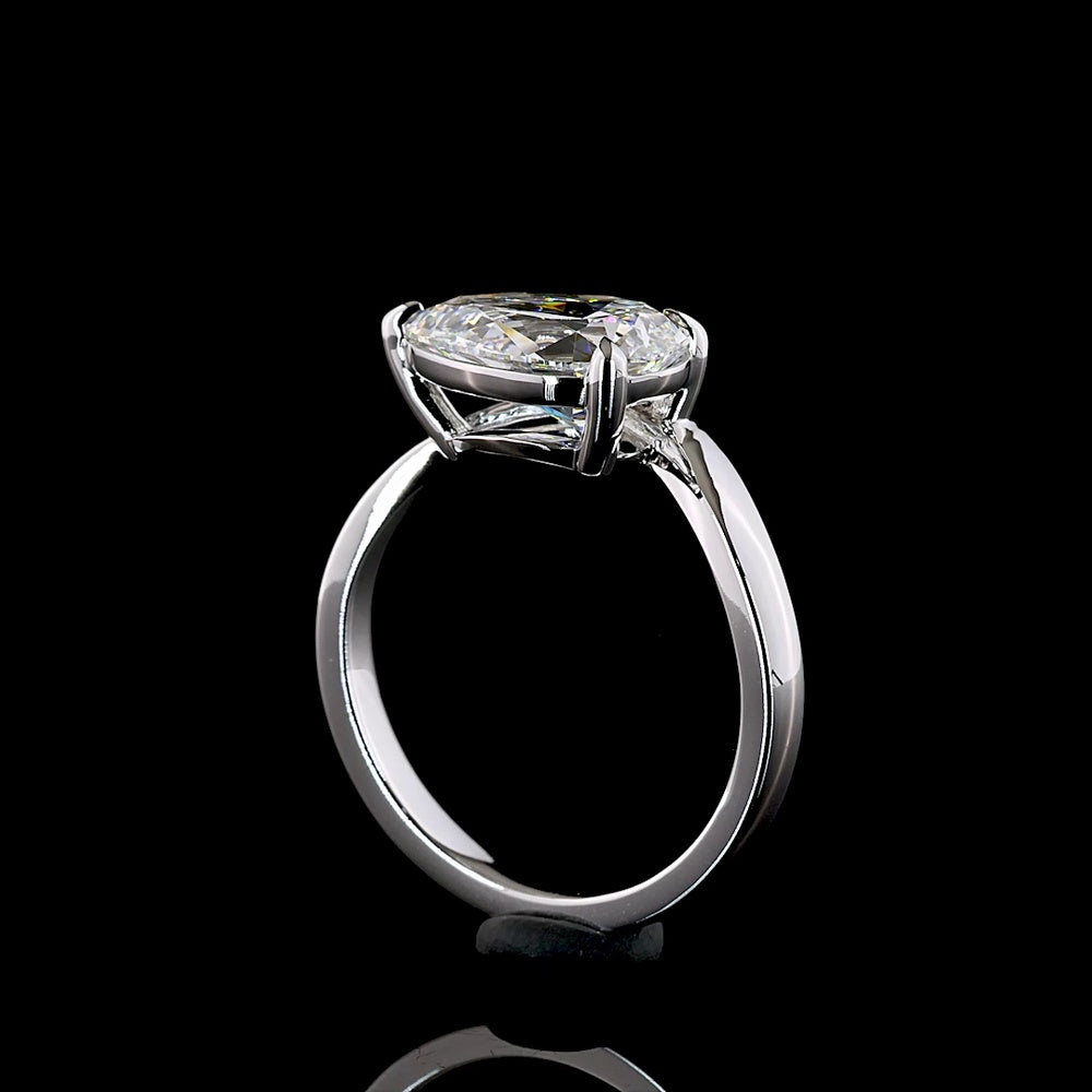 14K White Gold East-West Pear Shape Solitaire Ring with 2.57 Carat Lab Grown D VVS1 Diamond - IGI Certified - Covaloro Fine Jewelry