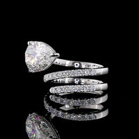 14K White Gold East-West Pear Shape Solitaire Ring with 5.85 Total Carat Lab Diamonds (5.12 Carats Center) - IGI Certified E VS1 - Covaloro Fine Jewelry