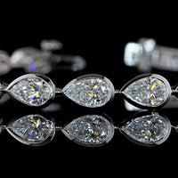 14K White Gold East-West Pear Shape Tennis Bracelet with Bezel Set Lab Diamonds - 7.65 Carat Total Weight (E-F Color, VS Clarity) - Covaloro Fine Jewelry
