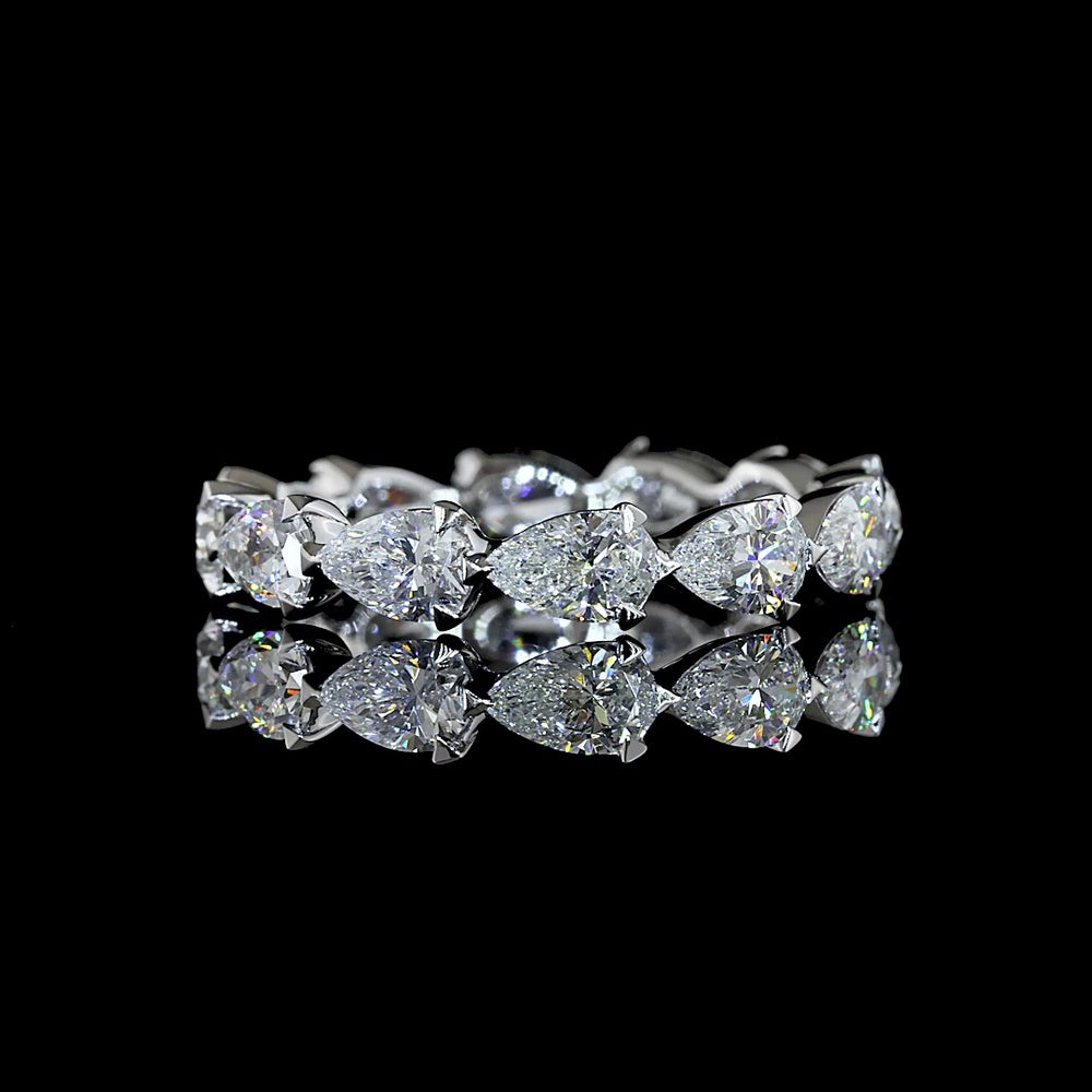 14K White Gold East-West Pear Shaped Lab Diamond Eternity Band - 1.84 Carat Total Weight, E-F Color VS1 Clarity, 12 Stones - Covaloro Fine Jewelry