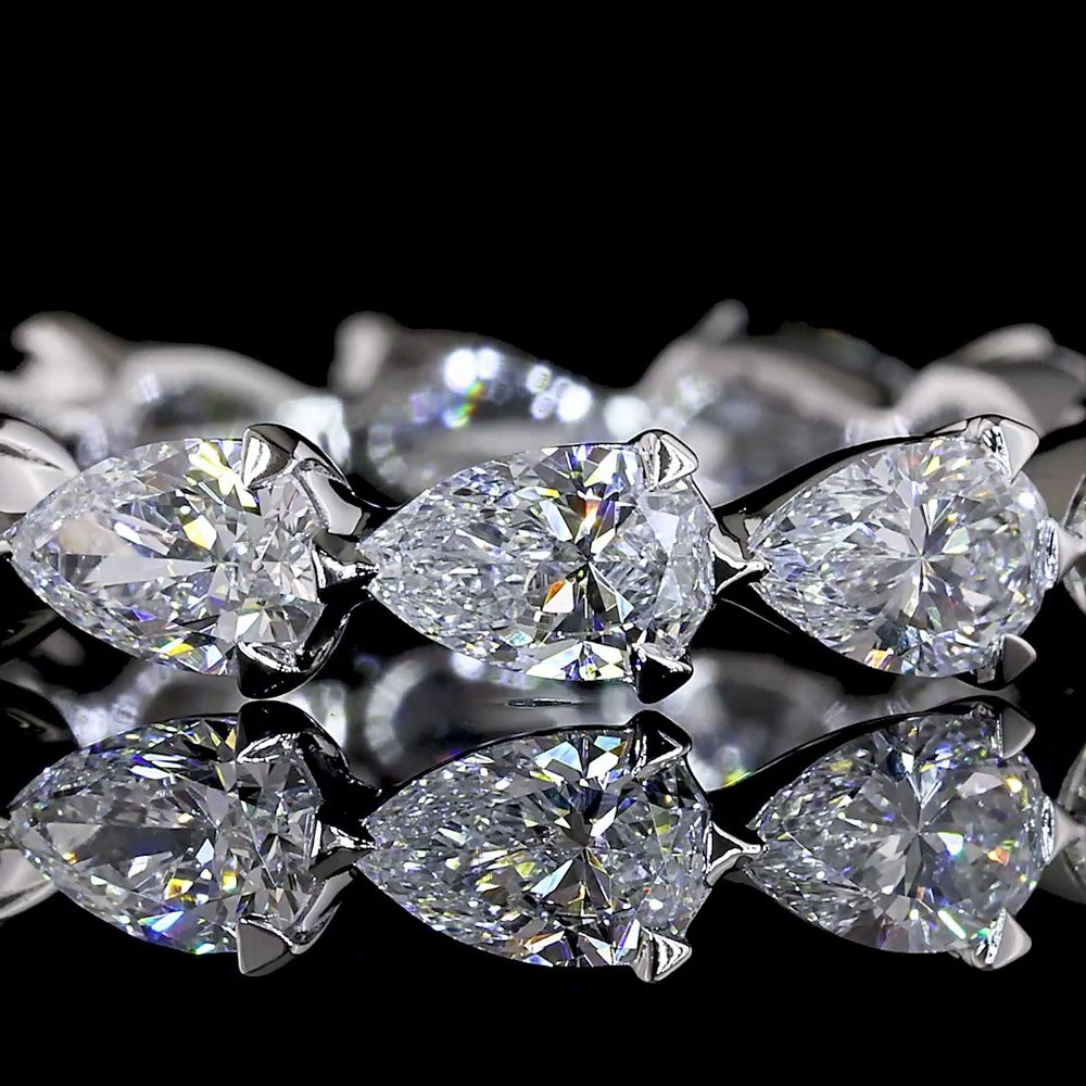 14K White Gold East-West Pear Shaped Lab Diamond Eternity Band - 1.84 Carat Total Weight, E-F Color VS1 Clarity, 12 Stones - Covaloro Fine Jewelry