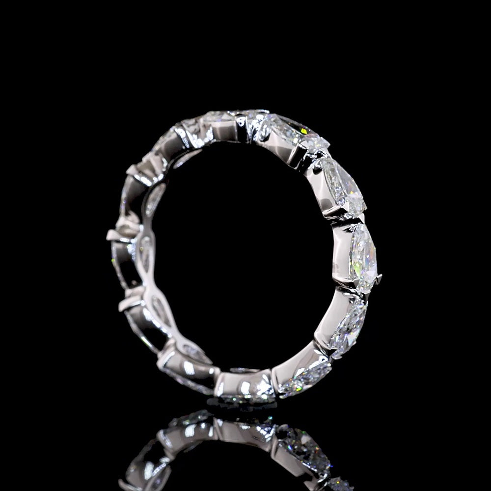 14K White Gold East-West Pear Shaped Lab Diamond Eternity Band - 1.84 Carat Total Weight, E-F Color VS1 Clarity, 12 Stones - Covaloro Fine Jewelry