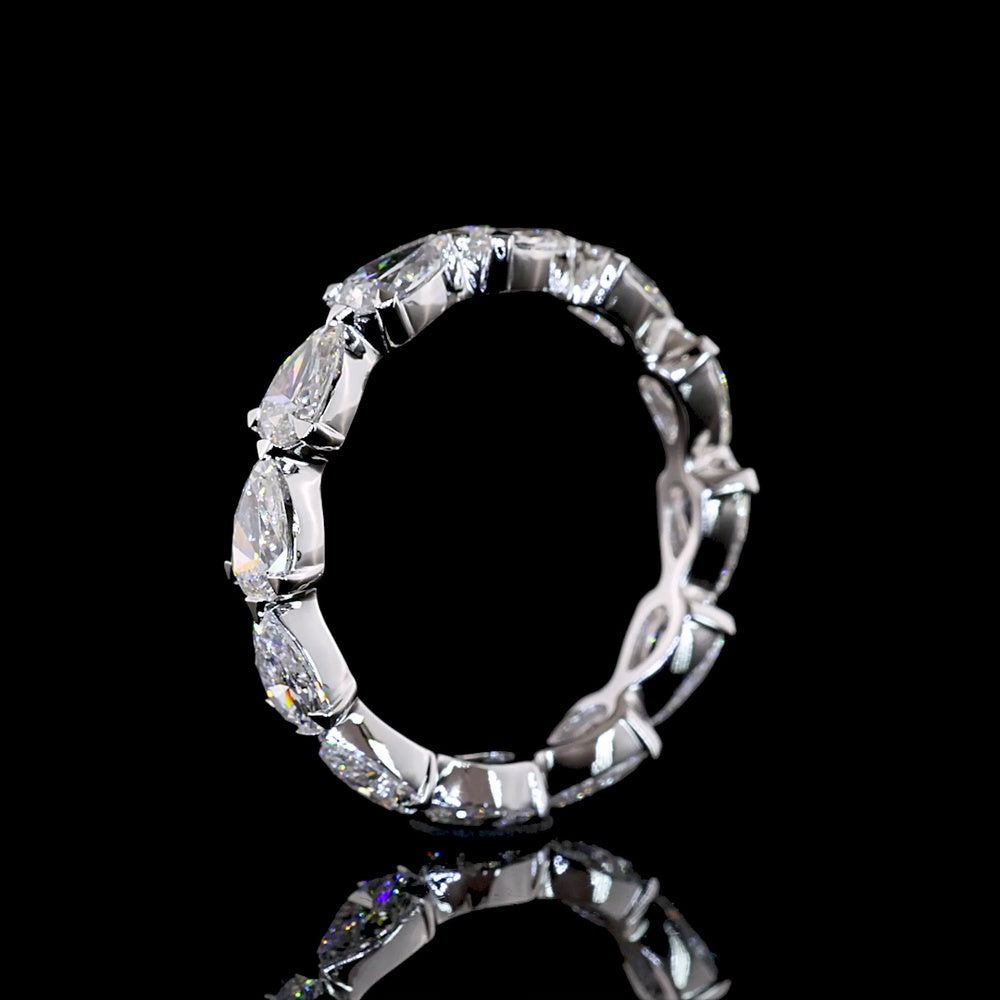 14K White Gold East-West Pear Shaped Lab Diamond Eternity Band - 1.84 Carat Total Weight, E-F Color VS1 Clarity, 12 Stones - Covaloro Fine Jewelry