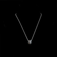 14K White Gold East-West Pendant Necklace with Baguette, Brilliant, and Fancy Blue Lab Diamonds - Total 5.21 Carats - Covaloro Fine Jewelry