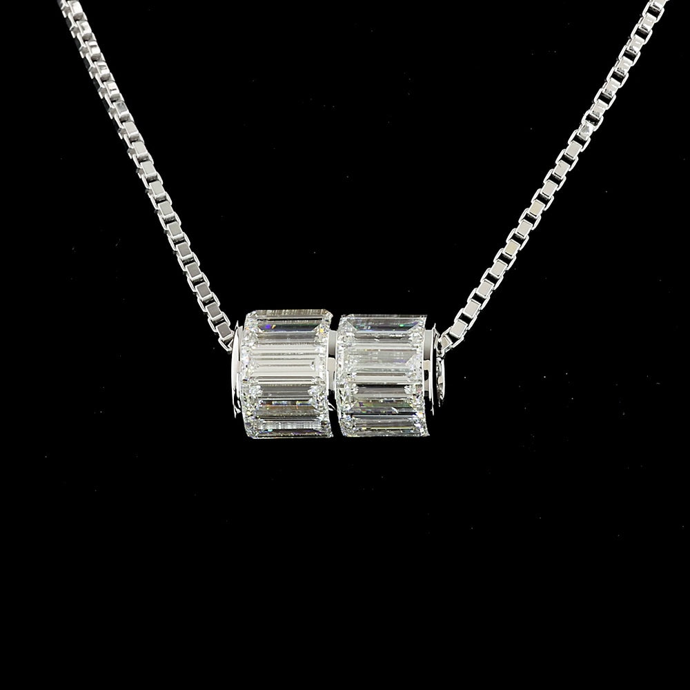14K White Gold East-West Pendant with Channel-Set Baguette Cut Lab Diamonds - 4.11 Carat Total Diamond Weight - Covaloro Fine Jewelry