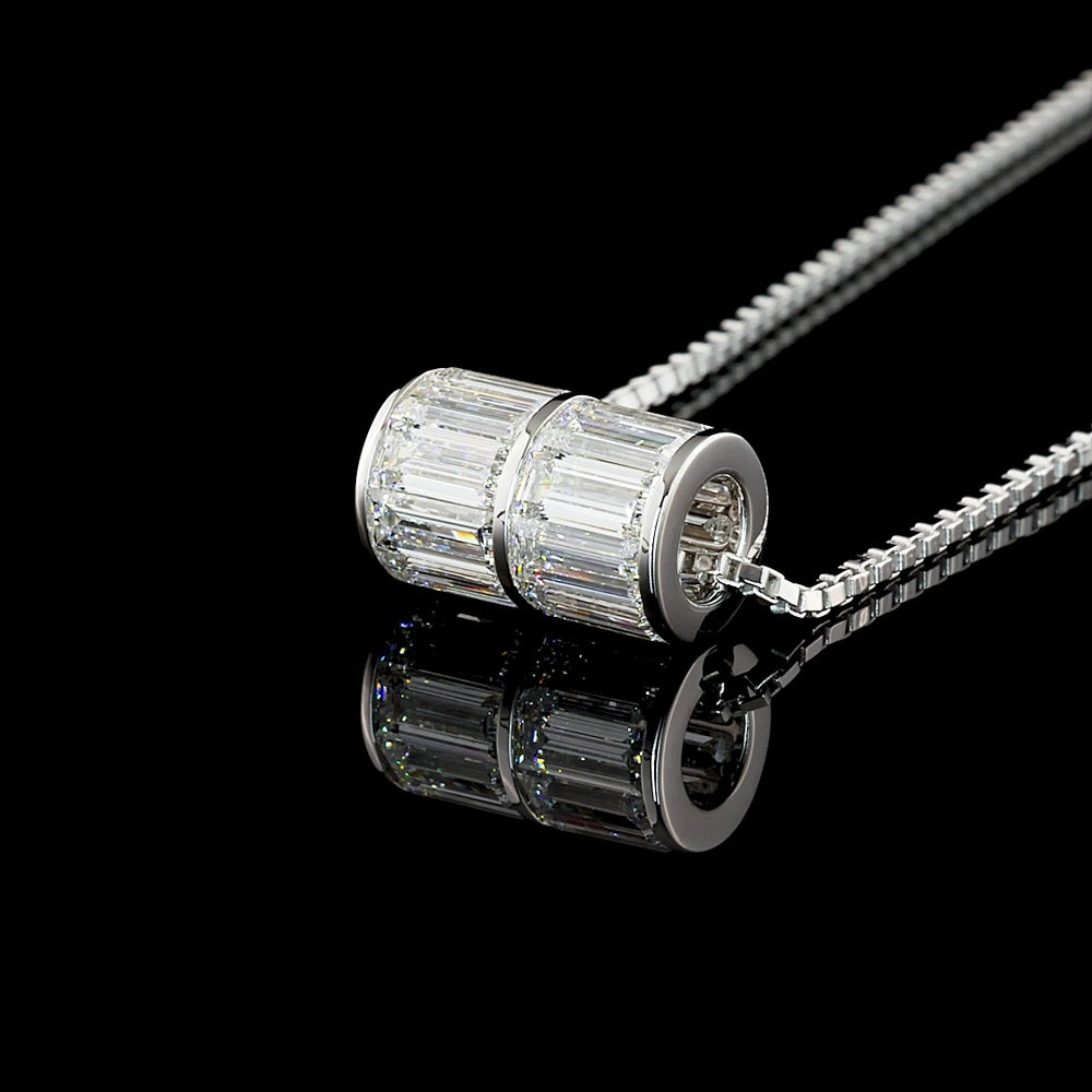14K White Gold East-West Pendant with Channel-Set Baguette Cut Lab Diamonds - 4.11 Carat Total Diamond Weight - Covaloro Fine Jewelry