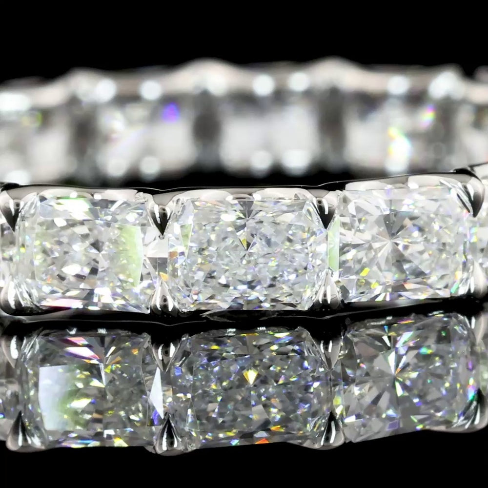 14K White Gold East-West Radiant Cut Lab Diamond Eternity Band - 2.41 Carat Total Diamond Weight, 17 Stones, E-F Color VS2 Clarity - Covaloro Fine Jewelry