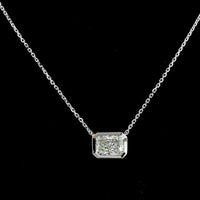 14K White Gold East-West Radiant Cut Lab Diamond Solitaire Pendant - 1.03 Carat Total Weight, E-F Color, VS1 Clarity with IGI Certification - Covaloro Fine Jewelry