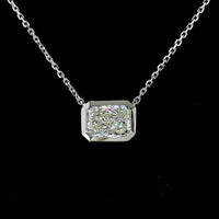 14K White Gold East-West Radiant Cut Lab Diamond Solitaire Pendant - 1.03 Carat Total Weight, E-F Color, VS1 Clarity with IGI Certification - Covaloro Fine Jewelry