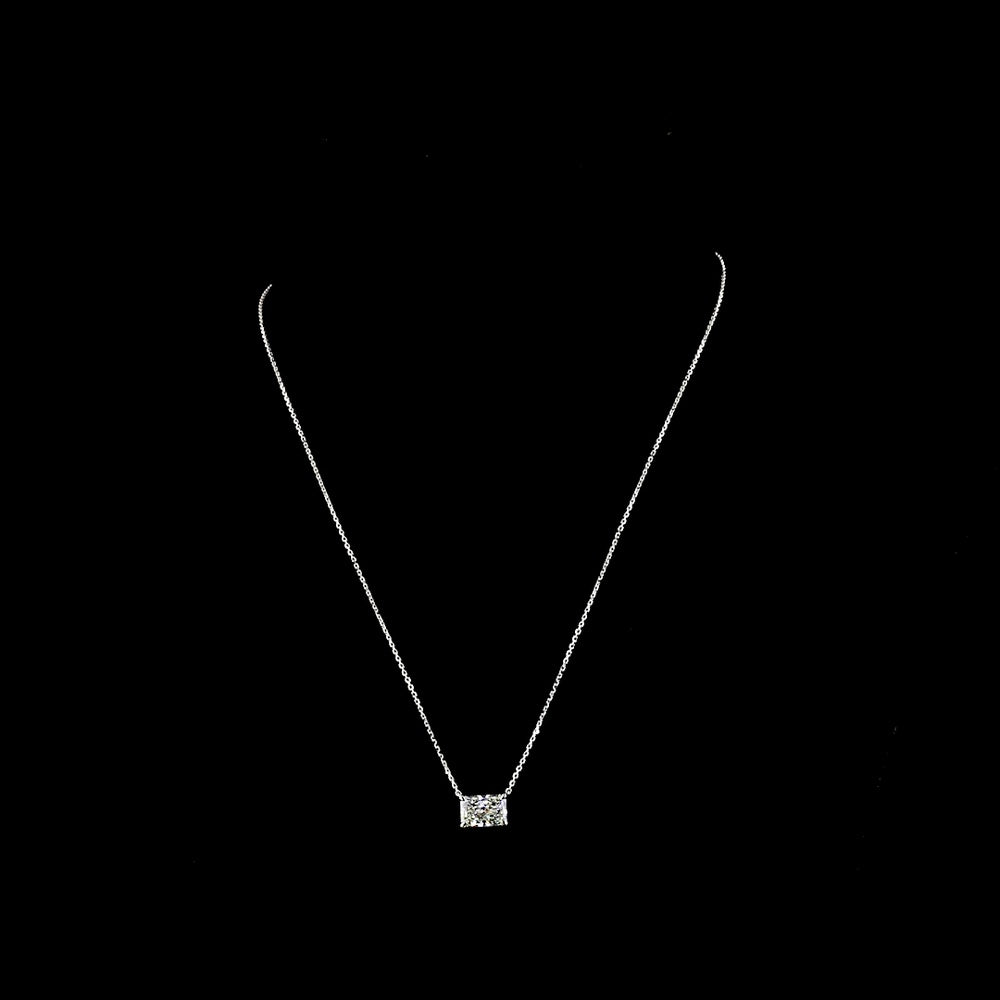 14K White Gold East-West Radiant Cut Lab Diamond Solitaire Pendant - 2.09 Carat Total Weight with IGI Certification - Covaloro Fine Jewelry