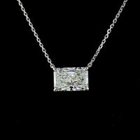 14K White Gold East-West Radiant Cut Lab Diamond Solitaire Pendant - 2.09 Carat Total Weight with IGI Certification - Covaloro Fine Jewelry