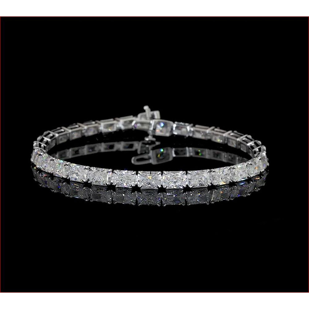 14K White Gold East-West Radiant Cut Lab Diamond Tennis Bracelet - 31.14 Carat Total Weight with 60 Stones E-F VS2 - Covaloro Fine Jewelry