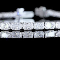 14K White Gold East-West Radiant Cut Lab Diamond Tennis Bracelet - 7.52 Carats Total Weight, E-F Color, VS Clarity - Covaloro Fine Jewelry