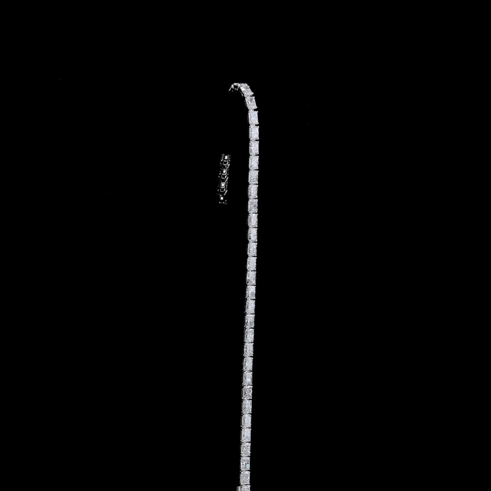 14K White Gold East-West Radiant Cut Lab Diamond Tennis Bracelet - 7.52 Carats Total Weight, E-F Color, VS Clarity - Covaloro Fine Jewelry