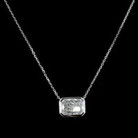 14K White Gold East-West Radiant Cut Solitaire Pendant with Bezel Set Lab Diamond - 2.02 Carats Total Diamond Weight - Covaloro Fine Jewelry