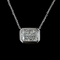 14K White Gold East-West Radiant Cut Solitaire Pendant with Bezel Set Lab Diamond - 2.02 Carats Total Diamond Weight - Covaloro Fine Jewelry