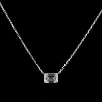 14K White Gold East-West Solitaire Pendant with 1.02 Carat Emerald Cut Lab Diamond - E-F Color, VS1 Clarity - Covaloro Fine Jewelry