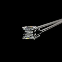 14K White Gold East-West Solitaire Pendant with 1.02 Carat Emerald Cut Lab Diamond - E-F Color, VS1 Clarity - Covaloro Fine Jewelry