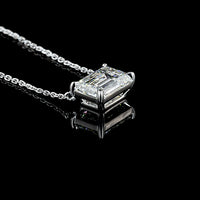 14K White Gold East-West Solitaire Pendant with 2.02 Carat Emerald Cut Lab Diamond - E Color VS1 Clarity IGI Certified - Covaloro Fine Jewelry