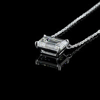 14K White Gold East-West Solitaire Pendant with 2.02 Carat Emerald Cut Lab Diamond - E Color VS1 Clarity IGI Certified - Covaloro Fine Jewelry