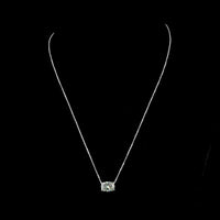 14K White Gold East-West Solitaire Pendant with 3.05 Carat Cushion Brilliant Cut Lab Diamond - IGI Certified E-F VVS2 - Covaloro Fine Jewelry
