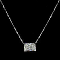 14K White Gold East-West Solitaire Pendant with 3.15 Carat Radiant Cut IGI Certified Lab Diamond - E-F Color VVS2 Clarity - Covaloro Fine Jewelry