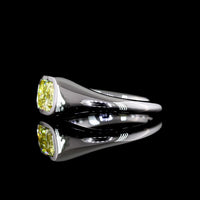 14K White Gold East-West Solitaire Ring with 0.82 Carat Radiant Cut Lab Grown Fancy Vivid Yellow Diamond - VS2 Clarity - Covaloro Fine Jewelry