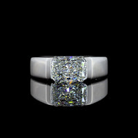 14K White Gold East-West Solitaire Ring with Half-Bezel Set Radiant Cut Lab Diamond - 1.75 Carat Total Weight, E-F Color VS1 Clarity - Covaloro Fine Jewelry
