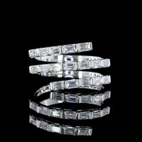 14K White Gold East-West Spiral Ring with Half Bezel Set Emerald Cut Lab Diamonds - 1.02 Carats Total Diamond Weight - Covaloro Fine Jewelry