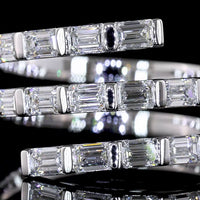 14K White Gold East-West Spiral Ring with Half Bezel Set Emerald Cut Lab Diamonds - 1.02 Carats Total Diamond Weight - Covaloro Fine Jewelry